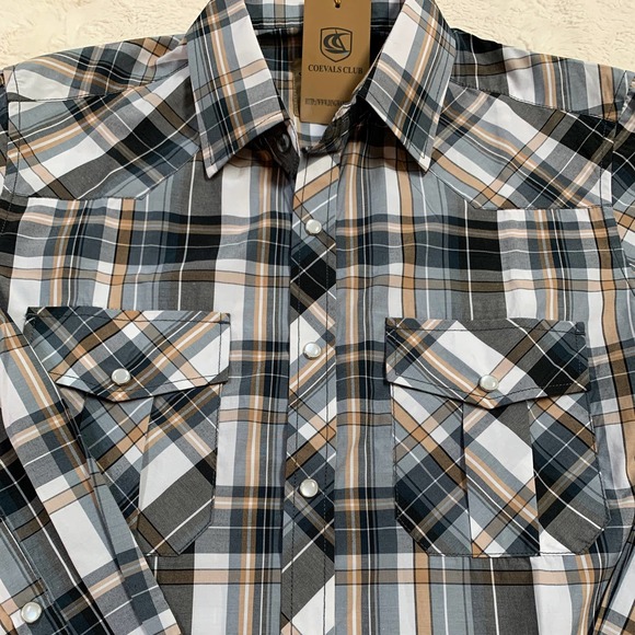 NWT COEVALS Club Pearl Snap Plaid Shirt Size Small - Picture 4 of 7